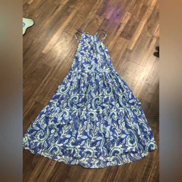 Zara printed maxi dress blue white boho formal summer  halter floral blogger fav - Picture 7 of 10